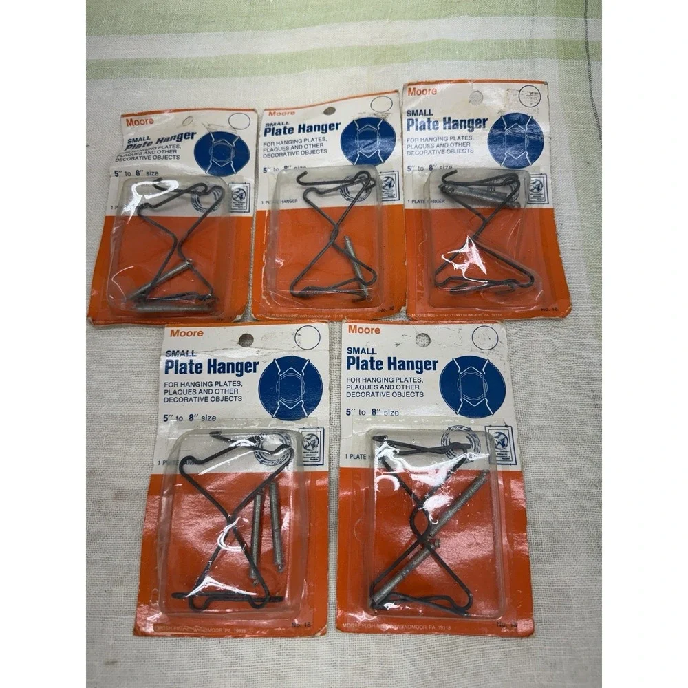Vintage Lot of 5 Moore Small Plate Hangers No. 18 NOS Sealed 5